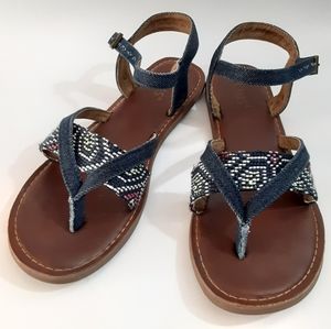 Tom's Lexi Boho denim flat sandals w/ weave